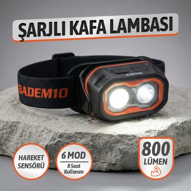 Badem10 Şarjlı Kafa Lambası 800 Lümen 6 Farklı Mod Bahçe Fiyatı