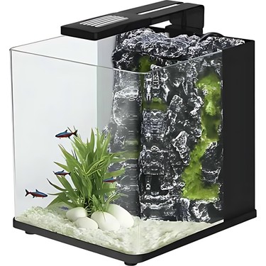 Haqos Nanux Rock Blubios Dekorlu Nano Akvaryum 18LT Siyah Fiyatı