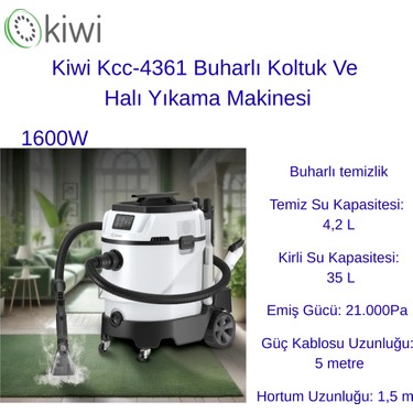 Kiwi 1600 Watt Buharlı KCC-4361 Koltuk ve Halı Yıkama Fiyatı