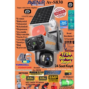 TR Charger AV-S830 Güneş Enerjili Sim Kartlı 4g 8mp Solar Fiyatı
