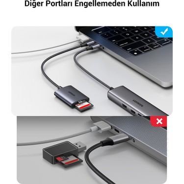 UGREEN Type-C to SD ve Micro SD Kart Okuyucu Adaptör, 80888 Fiyatı