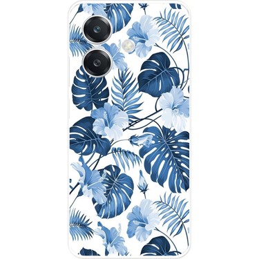 TechTree Oppo A3 Uyumlu Mavi Yaprak ve Çiçek Desenli Baskılı Fiyatı