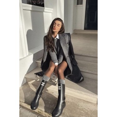 Globalux Women's Chanel cc Logo Rubber Rain Boots In Black - Fiyatı