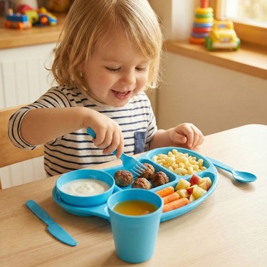 Melkan Home Çocuk Tabldot Kahvaltılık 5 Bölmeli Tabldot Set Fiyatı