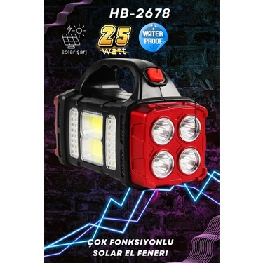 212 Farissu HB-2678 25W Solar Şarjlı El Feneri ve Kamp Fiyatı