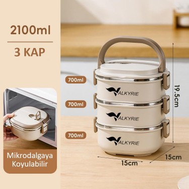 Valkyrie 3 Katlı Yemek Kabı 2100 ml – Termal Çantalı Lunch Fiyatı