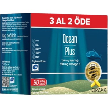 Orzax Ocean Plus 1200 mg Balık Yağı 90 Kapsül 3 Al 2 Öde Fiyatı