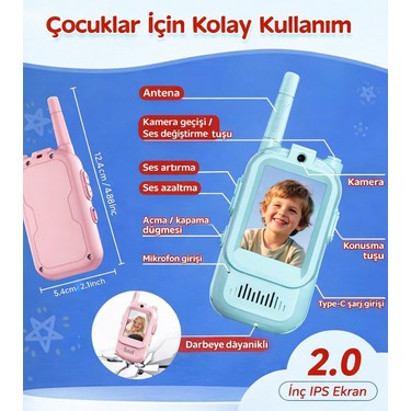 Azurtech Çocuk Telsizi Video Walkie Talkie – Şarjlı Video Fiyatı