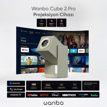 Wanbo Cube 2 Pro Projeksiyon cihazı 500 Ansilümen Fiyatı