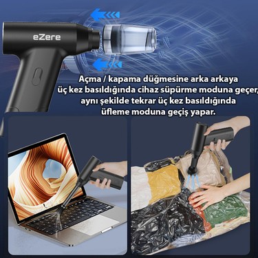 ukeruneページ EZERE J02 Çift fonksiyonlu mini Araç süpürgesi & Turbo Fan Hava