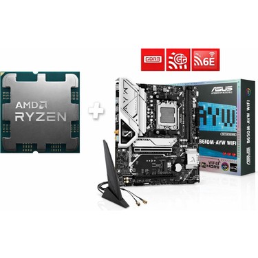 Asus B650M-AYW Wıfı Am5 Anakart + Amd Ryzen 7 7800X3D Am5 Fiyatı