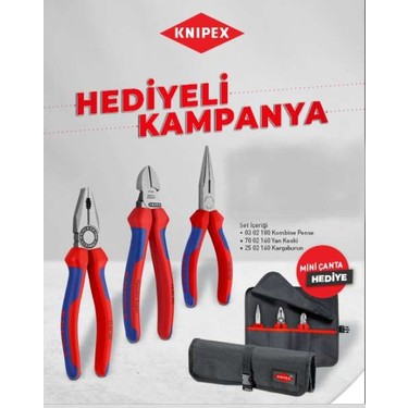 Knipex 001956 Yan Keski Pense Kargaburun Seti Çanta Hediyeli Fiyatı