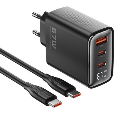 Realpower Gan 67W Usb-C1,c2,a Dijital Göstergeli Hızlı Şarj Fiyatı