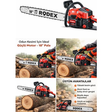 Rodex RDX2510 Benzinli Hızar Ağaç Kesme Motoru 45 cm 32 Diş Fiyatı