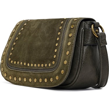 Derimod Kadın Haki Uzun Askılı Zımbalı Süet Çapraz Çanta Fiyatı