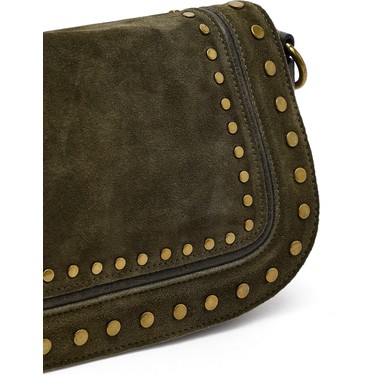 Derimod Kadın Haki Uzun Askılı Zımbalı Süet Çapraz Çanta Fiyatı