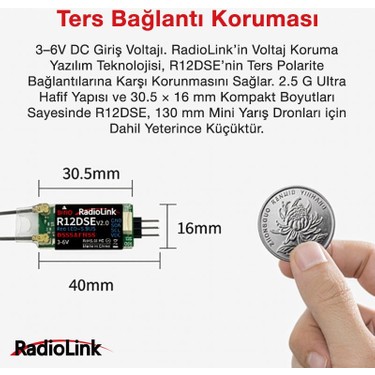 Radiolink R12DSE Mini 12 Kanal Uzaktan Kumanda Alıcısı Fiyatı