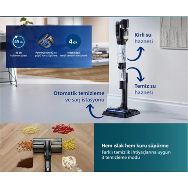 Philips Aqua Trio XW9383/01 Islak Kuru Şarjlı Dikey Süpürge+ Fiyatı