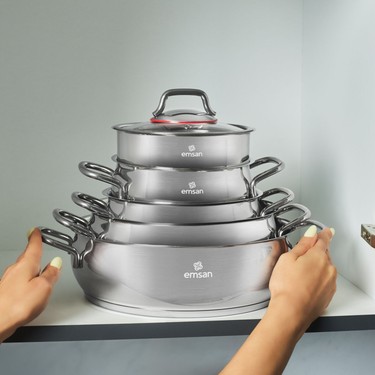 Emsan Emirgan Xl 13 Parça Saklama Kaplı Çelik Tencere Seti Fiyatı