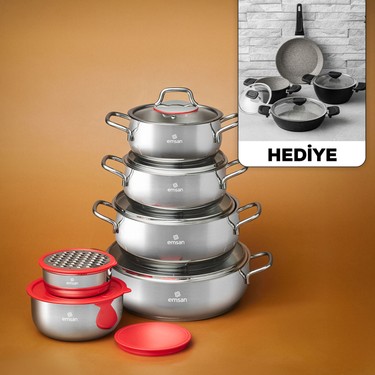Emsan Emirgan Xl 13 Parça Saklama Kaplı Çelik Tencere Seti Fiyatı