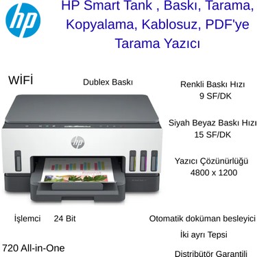 Hp Smart Wi-Fi All-In-One , Tanklı , Baskı, Tarama, Fiyatı