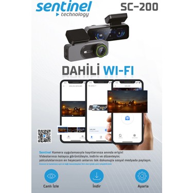 Sentinel SC-200 2k Çift Kameralı Araç Içi Kamera Dahili Wifi Fiyatı