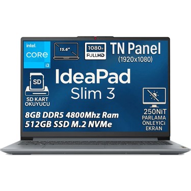 Lenovo Ideapad Slim 3 Intel Core i3 N305 8GB 512GB SSD Fiyatı