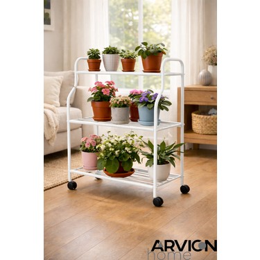 Arvion Home Beyaz 3 Katlı Metal Tekerlekli Mutfak ve Fiyatı