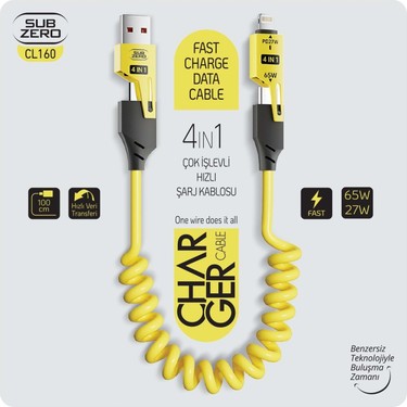 SUBZERO FAST CHARGE DATA CABLE 4IN1 65W CL160