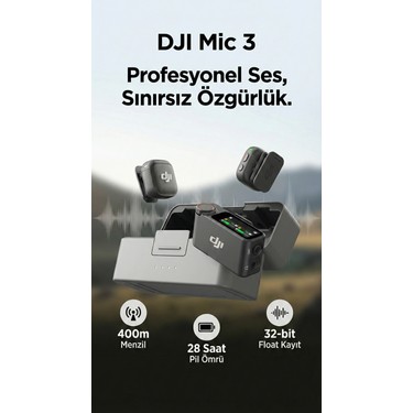 DJI Mic 3 Kablosuz Mikrofon 2 Tx + 1 Rx Siyah Renkli Hafif Fiyatı