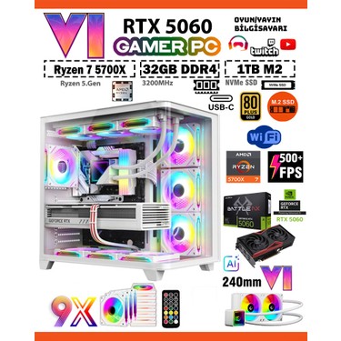Zeiron Mirage X50 Pro White RTX5060 8GB ∣ R7 5700X ∣ 32GB Fiyatı