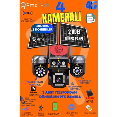 Avenir RMZ-TECH 4 Kameralı (3 Motorlu+ 1 Sabit) 8mp E Sim 4g Fiyatı