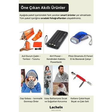 Lacheln Mega Paket Tam Kapsamlı Hazır Deprem Çantası Afad Fiyatı
