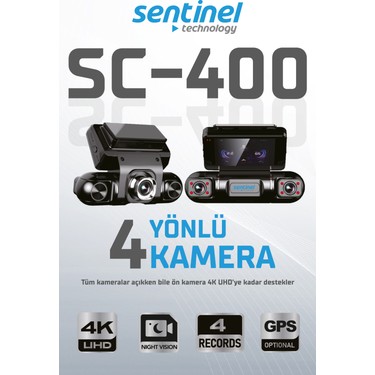 lngshot SHOTCALLERS 未開封 4形態 Sentinel SC-400 4 Kameralı 4K UHD Araç Içi Kamera Wifi Park Fiyatı