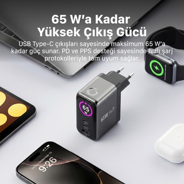 Xenon Smart Hızlı Şarj Adaptörü | 65W, Gan, 2x Usb-C ve 1 Fiyatı