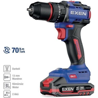 Exen En 272 Ds 21 V. 2 Ah. 70 Nm. Kömürsüz Darbeli Şarjlı Fiyatı