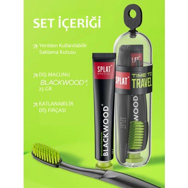 Splat Blackwood Diş Macunu 25 gr + Diş Fırçası Seyahat Seti Fiyatı