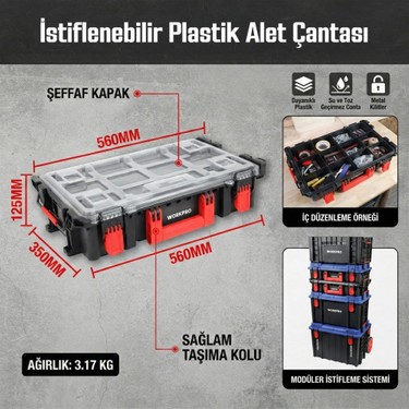 Workpro WP283029 24LT 12 Gözlü Şeffaf Kapaklı Istiflenebilir Fiyatı