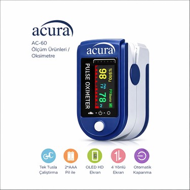 Acura Ac-60 Oksimetre OLED Ekranlı Nabız ve Oksijen Ölçer Fiyatı