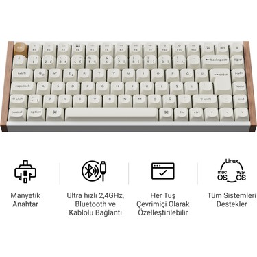Keychron K2 He Kablosuz Manyetik Anahtar Türkçe Klavye Fiyatı