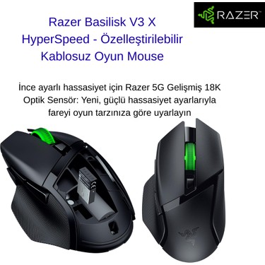 Razer Basilisk V3 x Hyperspeed - Özelleştirilebilir Kablosuz Fiyatı