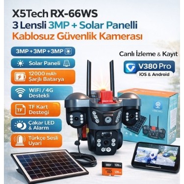 X5 Tech X5TECH RX-66WS 3 Lensli 3mp + Solar Panelli Kablosuz Fiyatı