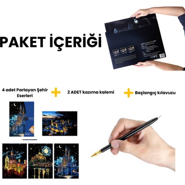 Minyaturia Scratch Art Kazıma Çizim Seti – 4 Adet | Kazıma Fiyatı