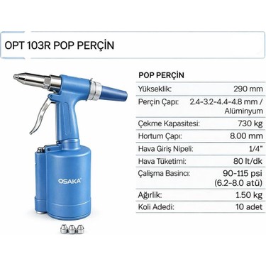 OSAKA OPT 103R Havalı Pop Perçin Tabancası Fiyatı
