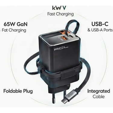 Gunkes Acl AC-121 Gan Teknolojili 65W Hızlı Şarj Aleti | Fiyatı