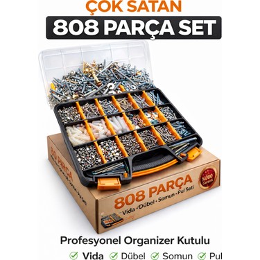 Civtex 808 Parça Vida Dübel Somun Pul Seti Organizer Kutulu Fiyatı