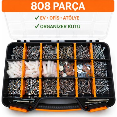 ミワLU.RE.JC.BO各1セット、SO2セット Civtex 808 Parça Vida Dübel Somun Pul Seti Organizer Kutulu Fiyatı
