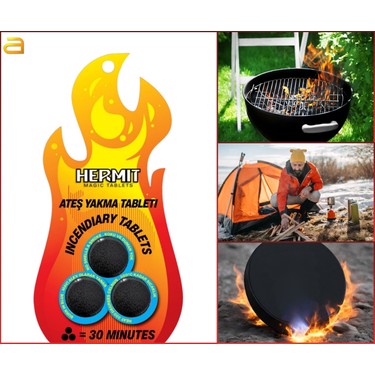 ALMITAL Hermit Doğa Dostu Ateş Yakma Tableti – 3'lü Paket Fiyatı