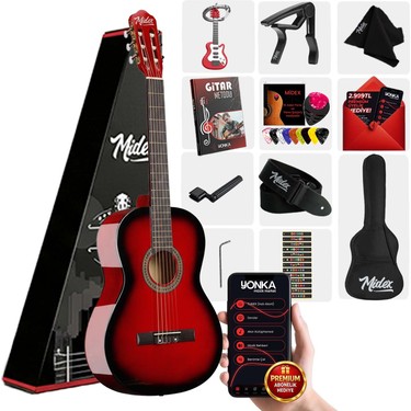 Midex CG-270RD Kırmızı Renk Klasik Gitar 4/4 Yetişkin Boy Fiyatı