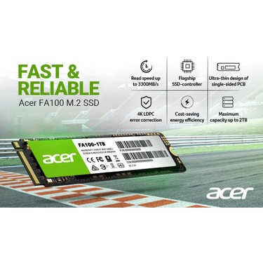 Acer FA100 512GB M.2 PCIe SSD 3300MB Okuma Hızı 2300MB Yazma Fiyatı